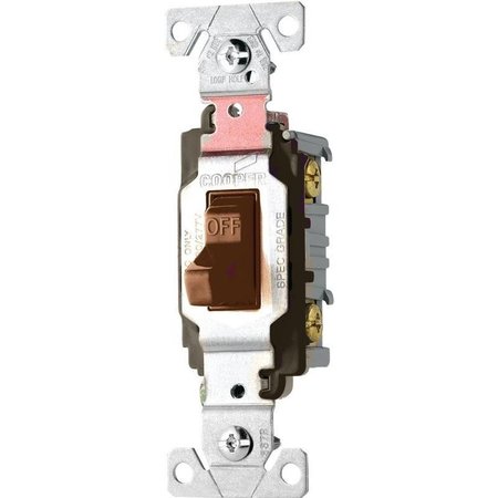 EATON WIRING DEVICES Toggle Switch, 20 A, 120277 V, Screw Terminal, Nylon Housing Material, Brown CS120B